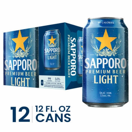 Sapporo Beer Light 355ml Can 12PK