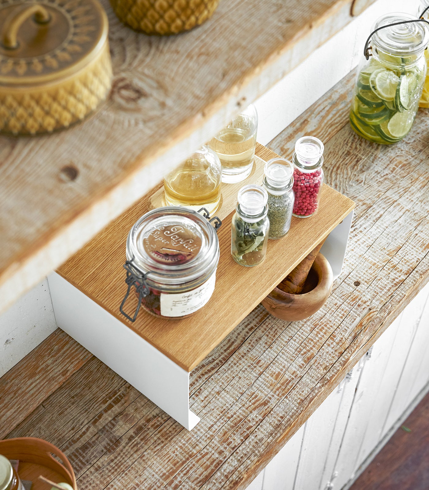 Stackable Countertop Shelf - Two Sizes - Steel + Wood – Sunrise Mart ...